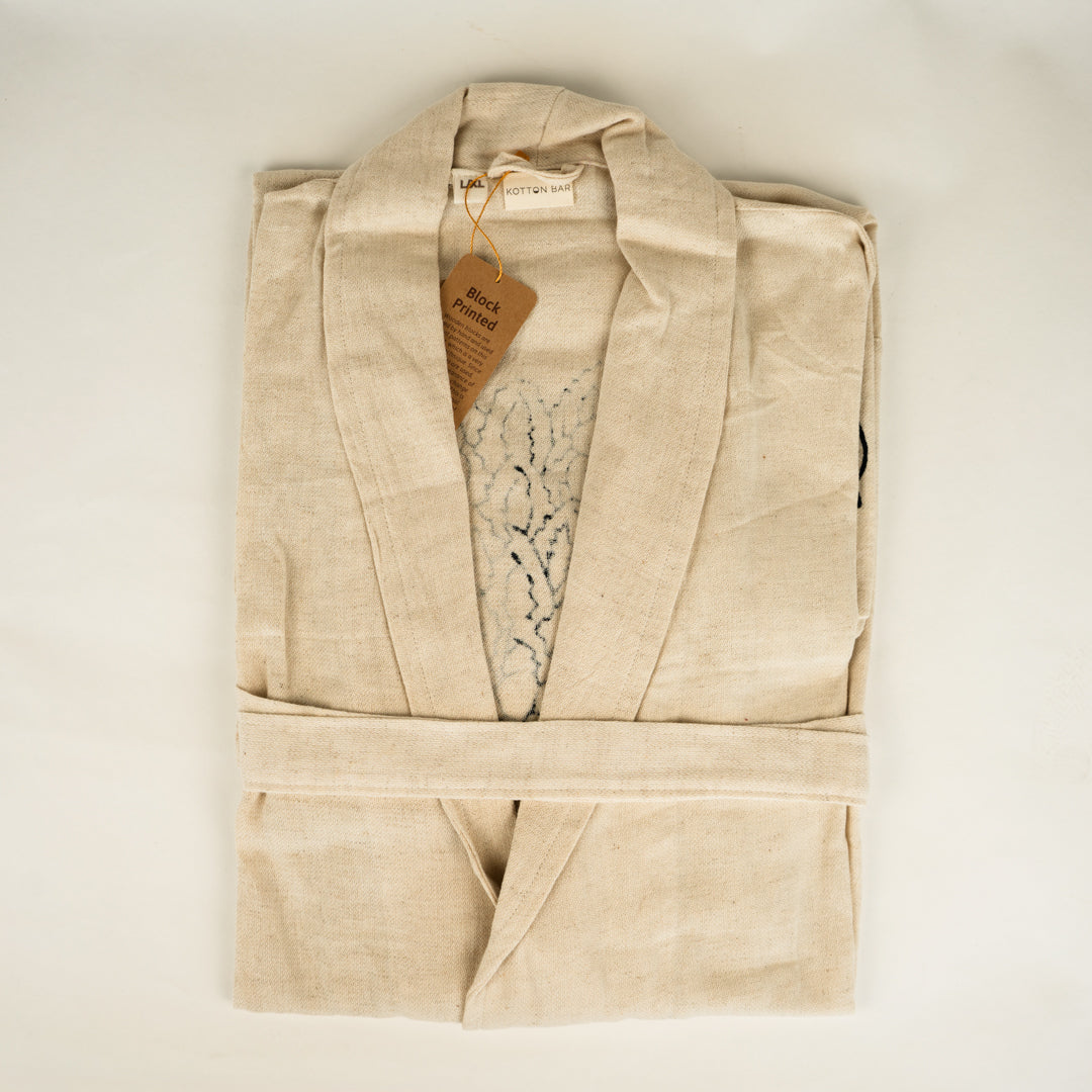 HAND PAINTED LINEN ROBE FRINGE