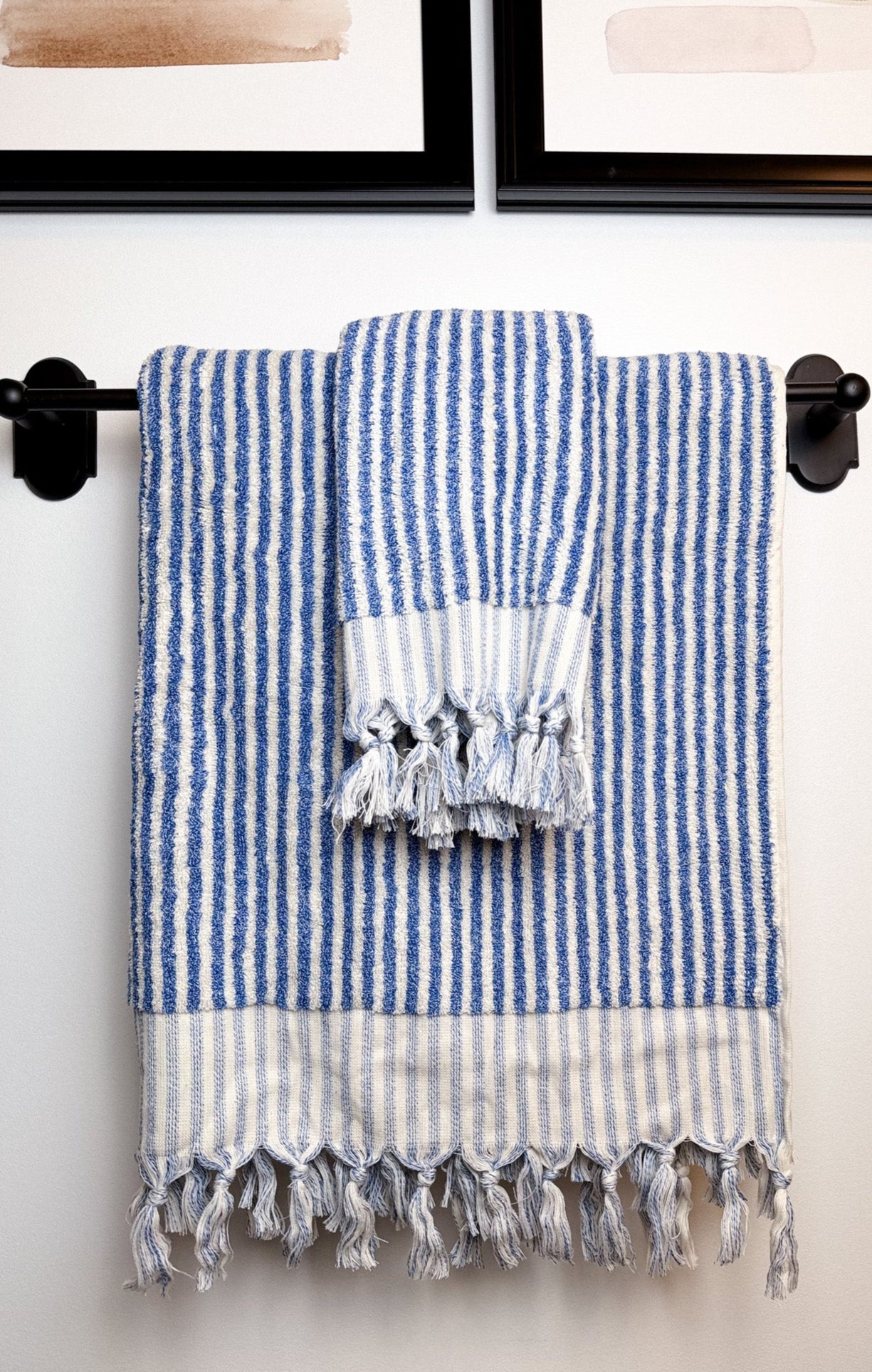 BLUE STRIPED HAND TOWEL
