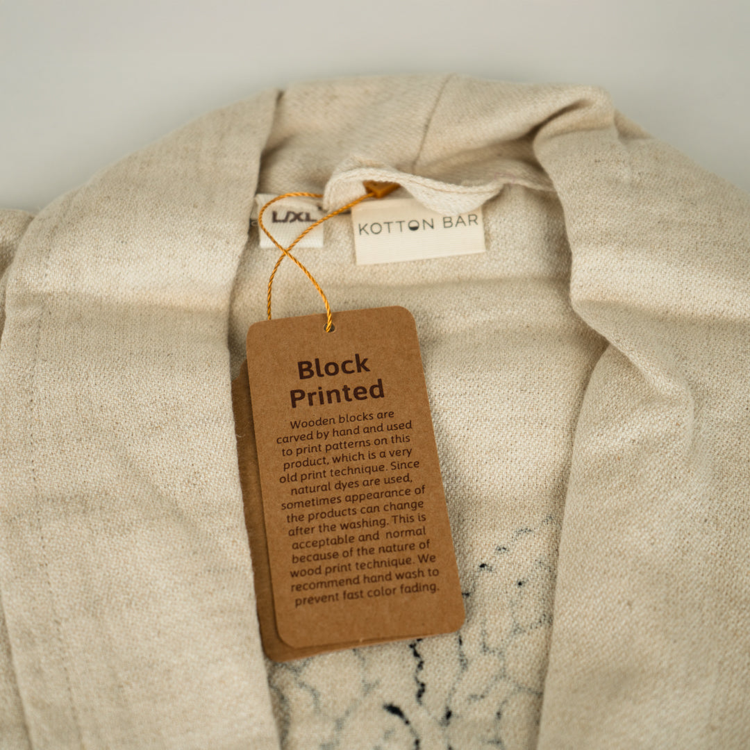 HAND PAINTED LINEN ROBE FRINGE