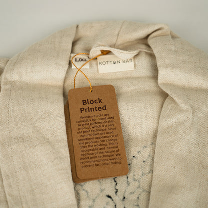 HAND PAINTED LINEN ROBE FRINGE