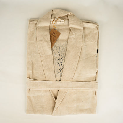 HAND PAINTED LINEN ROBE FRINGE