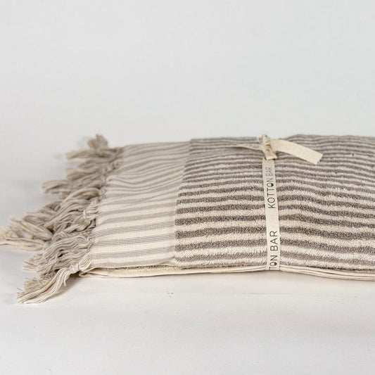 STRIPED BEIGE BATH TOWEL