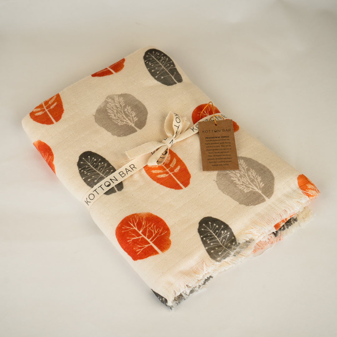 Muslin Leaf Printed Peshtemal Towel