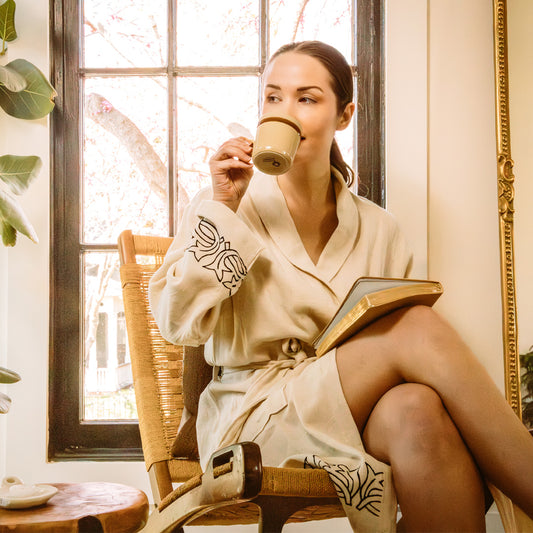 HAND PAINTED LINEN ROBE