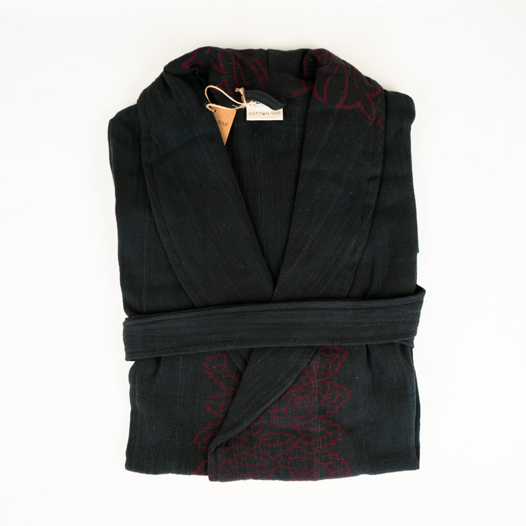 STONE WASHED HAND PAINTED LINEN ROBE