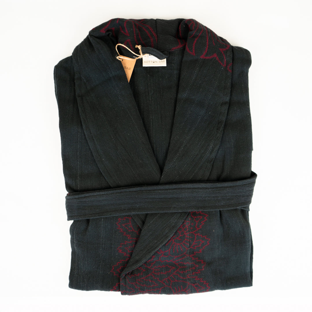 STONE WASHED HAND PAINTED LINEN ROBE