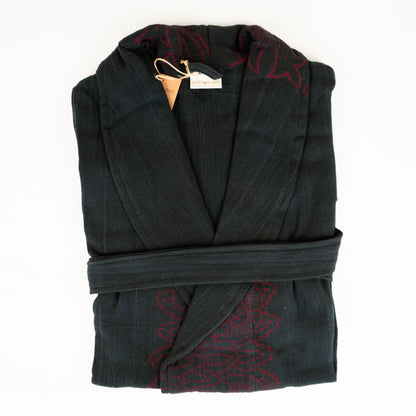 STONE WASHED HAND PAINTED LINEN ROBE