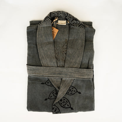 STONE WASHED HAND PAINTED LINEN ROBE