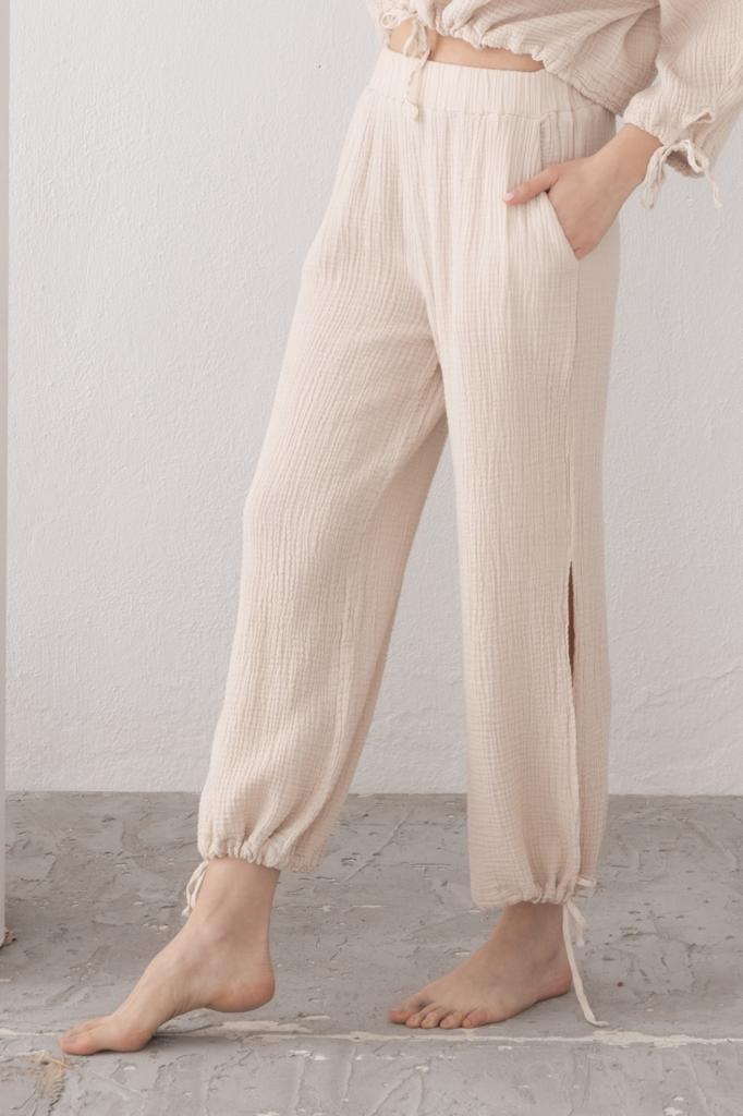 SLIT MUSLIN PANTS