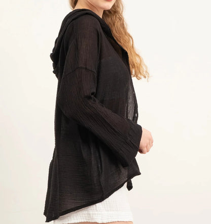 Cotton Hooded Voile Shirt