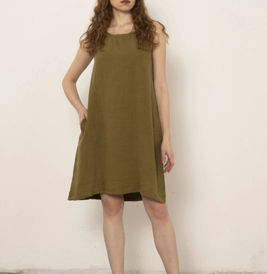 SLEEVELESS LINEN DRESS