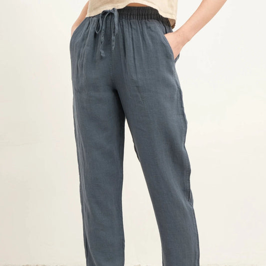 PURE LINEN CARROT CUT PANTS