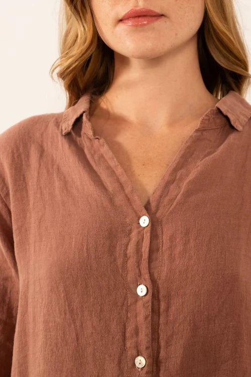 PURE LINEN SHIRT DUSTY ROSE