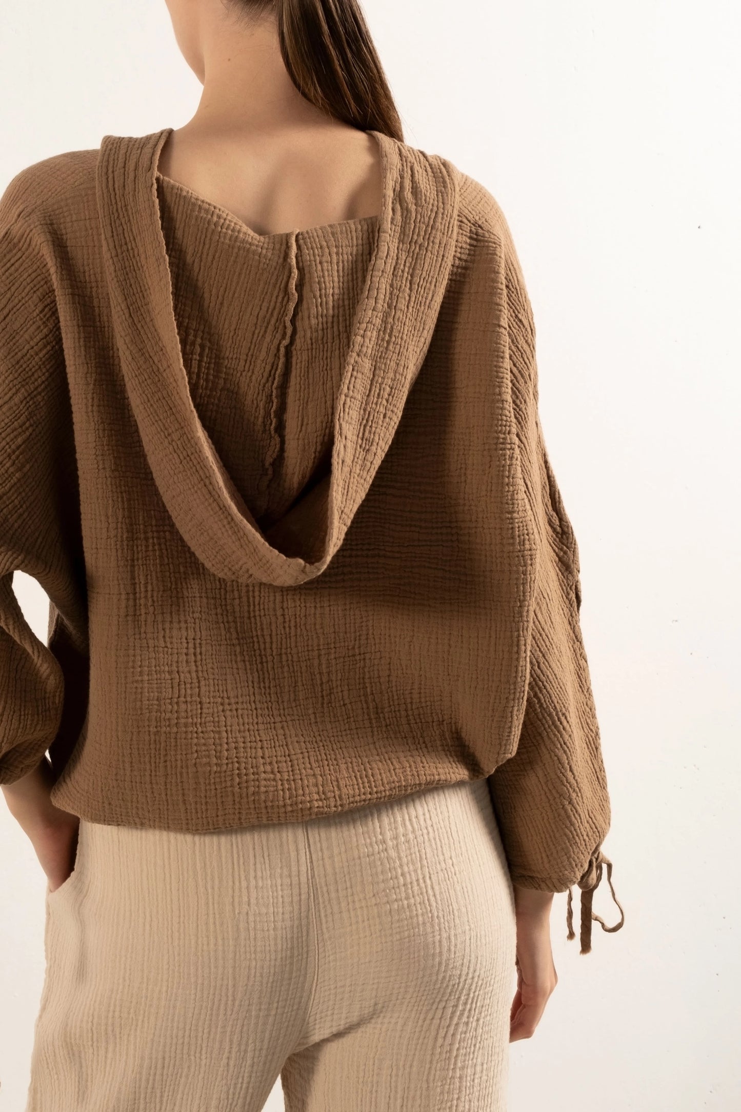MUSLIN TOP WITH HOODIE